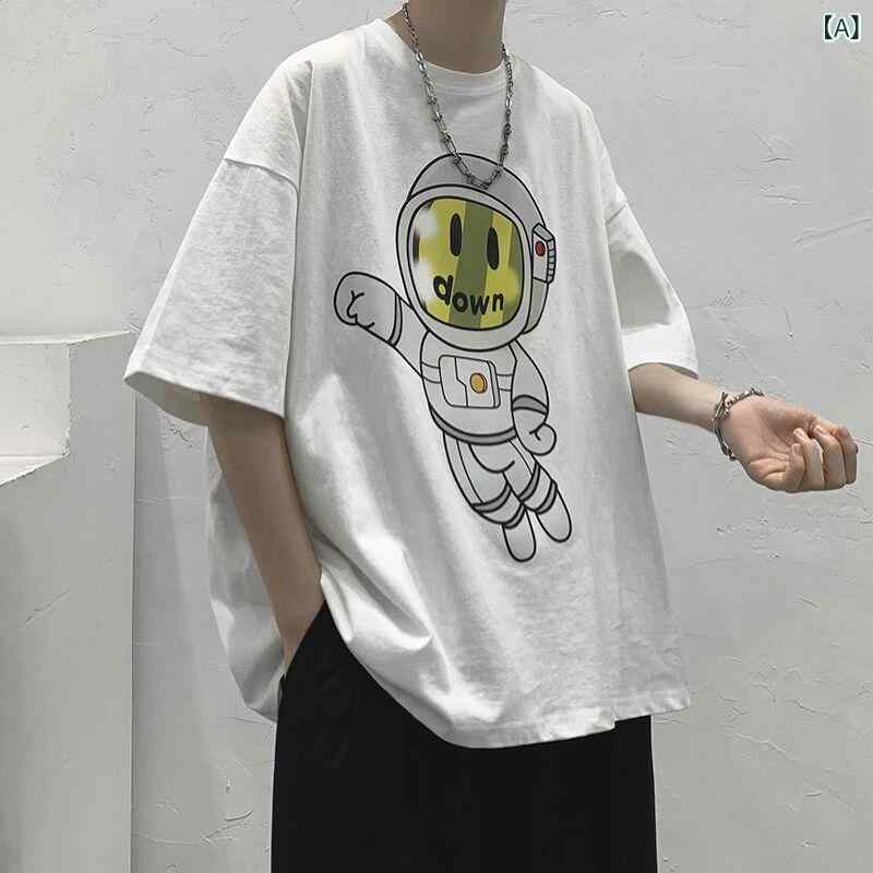 樂天商城 - メンズ Tシャツ 短袖 夏用 麻 素材 透気性 丸首 ルーズフィット 日常着 プリント柄 黒 白 ブルー カラーバリエーション 薄手 青少年向け 半袖 トップス ゆったり シルエット クリエイティブ デザイン ユニセックス スタイル カジュアル