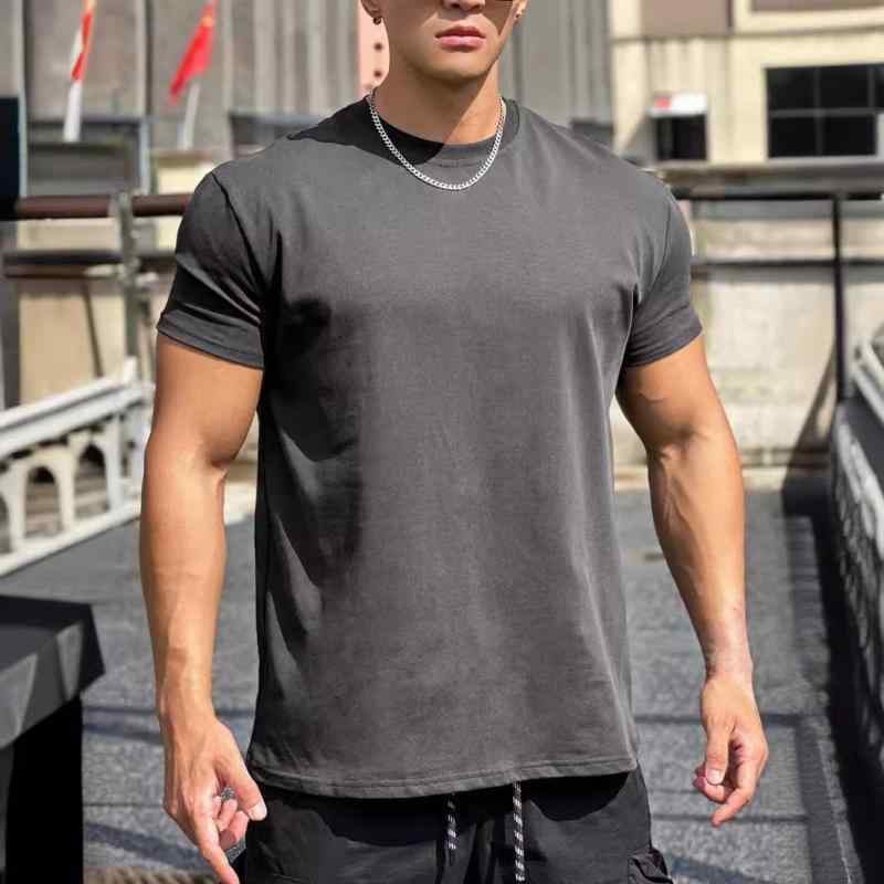 メンズ Tシャツ 短袖 肩パッド 袖口絞り 綿 精梳棉 薄手 ルーズフ...(4.0)