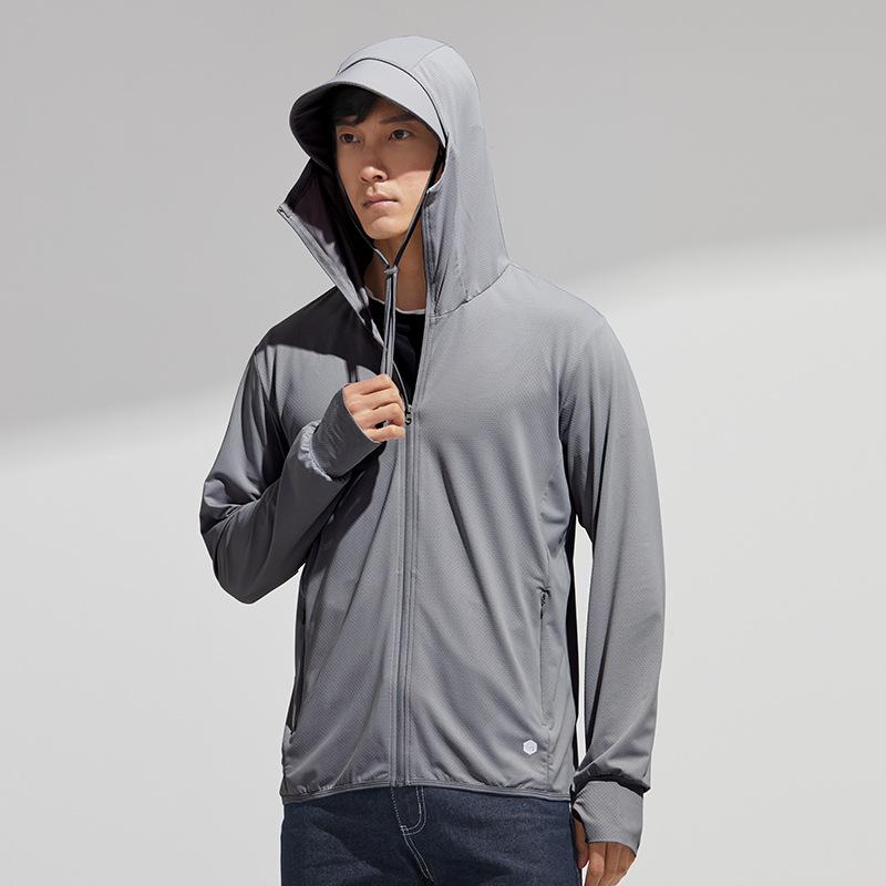 防晒服 メンズ レディース 連帽 軽量 薄手 涤纶 紫外線カット UPF50+ 春夏 秋 純色 騎行 徒歩 登山 グレー ブルー ピンク