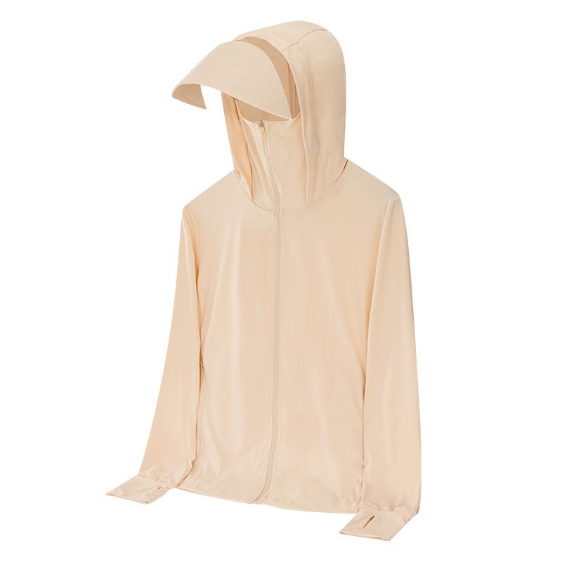Coat - 防晒 ジャケット メンズ レディース 夏 春 速乾 透気 防水 UPF50+ 防紫外線 超軽量 防風 連帽 純色 クライミング ハイキング キャンプ 登山 旅行 郊遊 涼感 アイスシルク ポリエステル 黒 グレー 緑