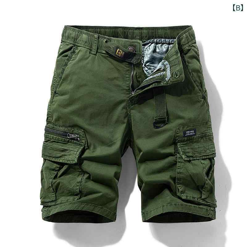 メンズ ショートパンツ 夏 全棉 綿95% ワイド ルーズ ミリタリー 工装 多ポケット ...