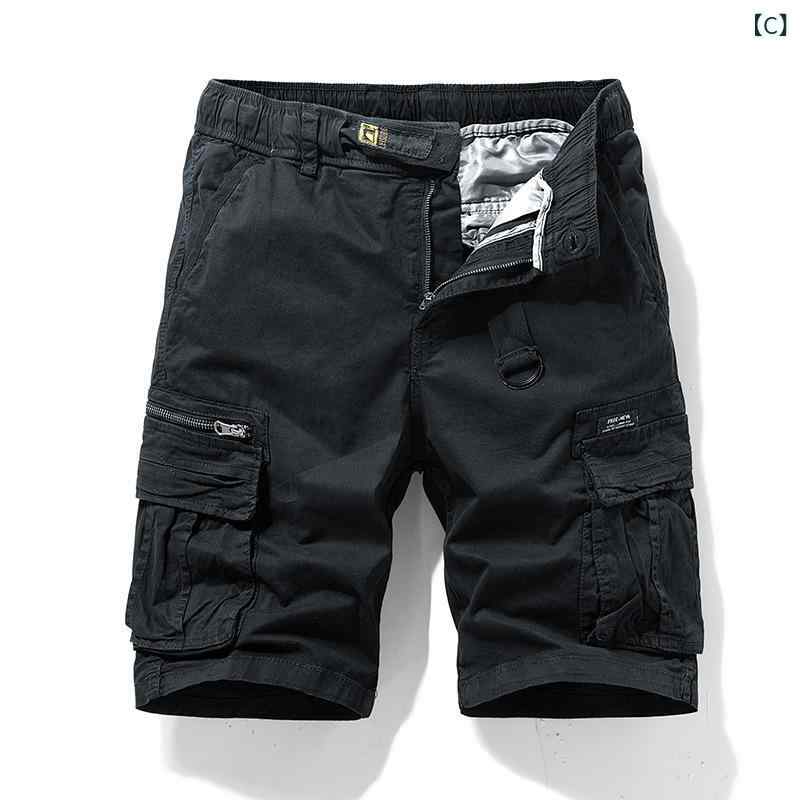 メンズ ショートパンツ 夏 全棉 綿95% ワイド ルーズ ミリタリー 工装 多ポケット ...