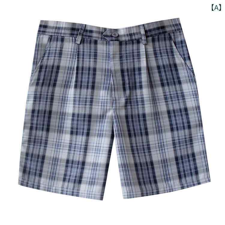 Wear - メンズ 短パン 学院風 英倫風 制服風 直筒型 ポリエステル メンズ 秋 秋冬 カーキ 黒 紺 シンプル ストレート ハーフパンツ チノパン ベルトなし ポケット付き 軽量 コットン風 日常使い 通学 秋服 メンズボトムス