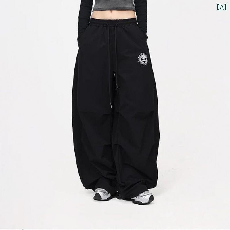 樂天商城 - レディース ロングパンツ バナナパンツ ワイドレッグ ミッドライズ 超薄手 プリーツ 夏 黒 ピンク ミリタリーグリーン ポリエステル 気質 通勤 都市 ストリート ダンス ヒップホップ スポーツ ジャズ 曳き足