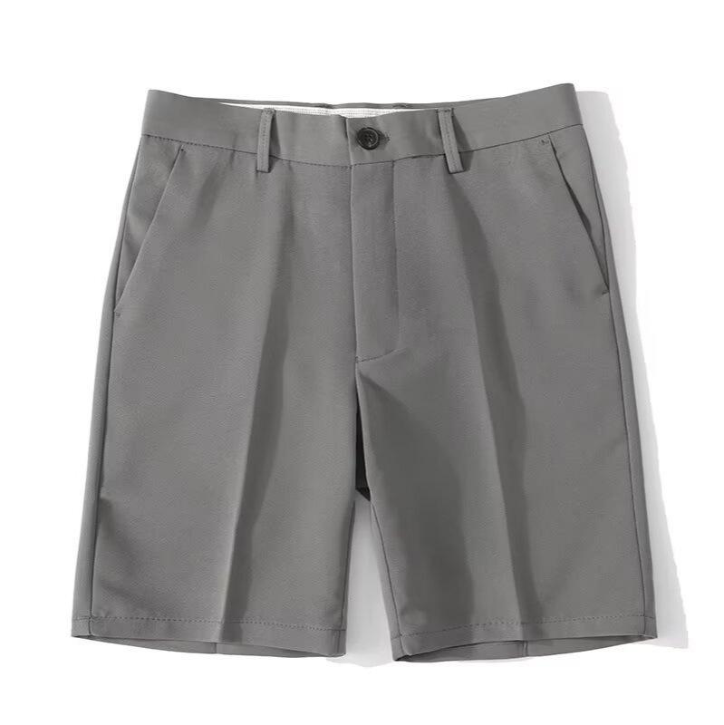 Rakuten - メンズ ショートパンツ 夏用 ポリエステル 素材 軽量 薄手 直筒 タイプ 中腰 デザイン 系縄 閉襟 腰帯 付き ブラック グレー カーキ 色 幅広 シルエット ゆったり フィット 日常 使い 韓国 スタイル トレンド アイテム 男性 向け ベーシック
