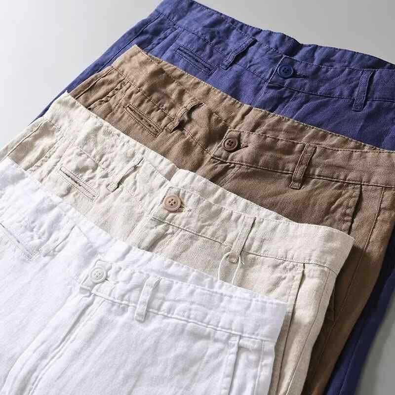 メンズ ショートパンツ 5分丈 直筒 ミドルライズ ジッパー 麻混紡 綿 微弾性 無皺 徽章 ベーシック カジュアル 日常使い 夏用 卡其 コーヒー 白 純色 修身 工装風 軽量 通気性 青年向け