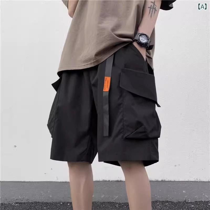 メンズ 工装 短パン 夏 薄手 ワイド レディース かっこいい 黒 ベージュ オリーブ ...