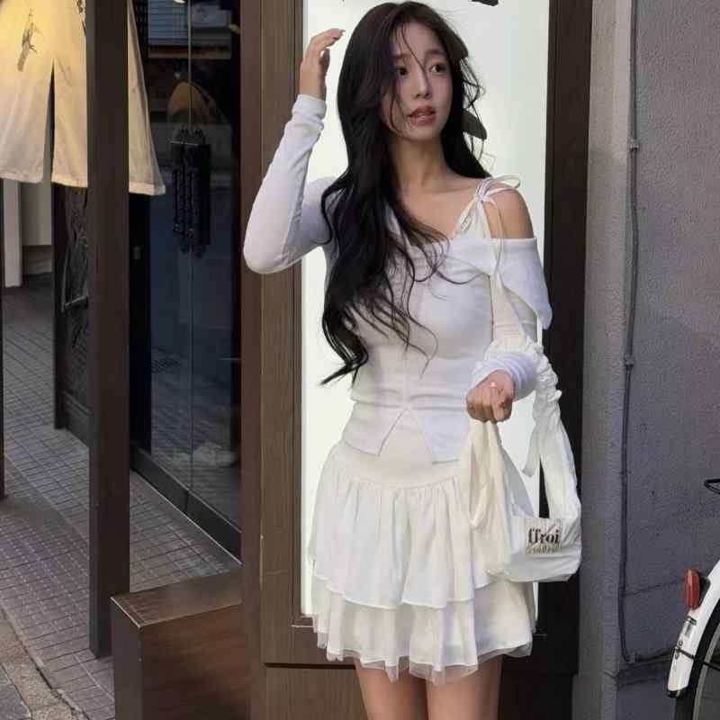 レディース 半身スカート 短丈 百褶スカート 高腰 Aライン 蛋糕スカート チュール レース レイヤード 二層 少女風 芭蕾風 清新 甘め 学院風 街頭風 個性 白 黒 夏 軽やか ふんわり かわいい 普段使い 通学 デート