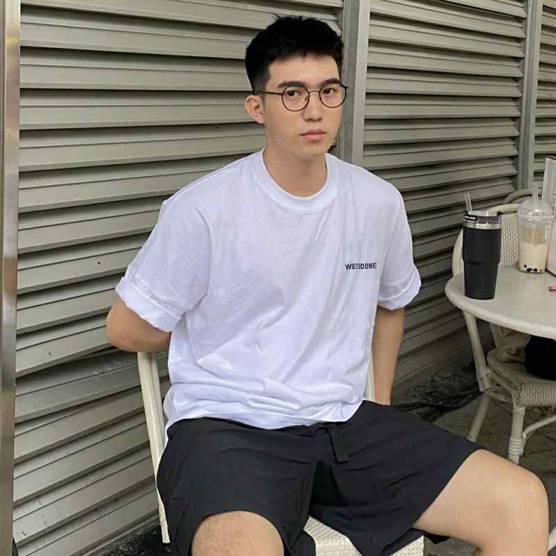 T-Shirts - Tシャツ メンズ レディース 男女兼用 短袖 純棉 コットン 100% 刺繍 ロゴ デザイン シンプル ゆったり シルエット 圆领 クルーネック 袖丈 半袖 夏 夏季 黒 白 色 休闲 日常 カジュアル スタイル 青少年 ティーン 軽熟 軽やか 素材 吸