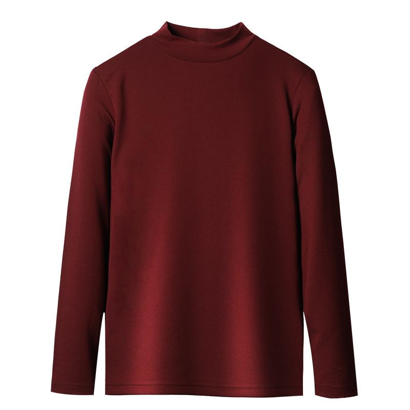 Rakuten - メンズ Tシャツ 半高領 長袖 秋冬 薄手 無蒸れ モダール混紡 ポリエステル 桑蚕絲 アクリル 伸縮性 吸湿排汗 ストレートシルエット セットアップ 基本 無地 日常 白色 黒 緑 赤 湖 紺 ミドルエイジ 直筒型 ヒートテック インナー ベースレイヤ