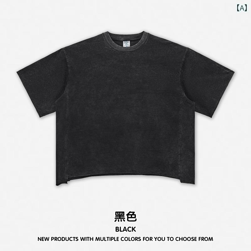 ・カテゴリ: Tシャツ・スタイル: 街頭・主な素材: 綿96%以上・袖丈: 短袖・柄: 無地・カラー展開: ブラック、グレー・サイズ展開: S、M、L、XL、XXL・フィット感: ルーズフィット・ネックライン: クルーネック・袖型: ドロップショルダー・詳細: ワックスウォッシュ加工・重さ: 230g・対象年齢: 成人・対象性別: 男性