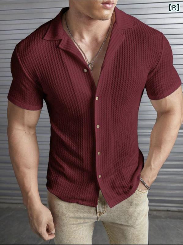 メンズ Tシャツ 短袖 修身型 ワッフル 薄型...の紹介画像2