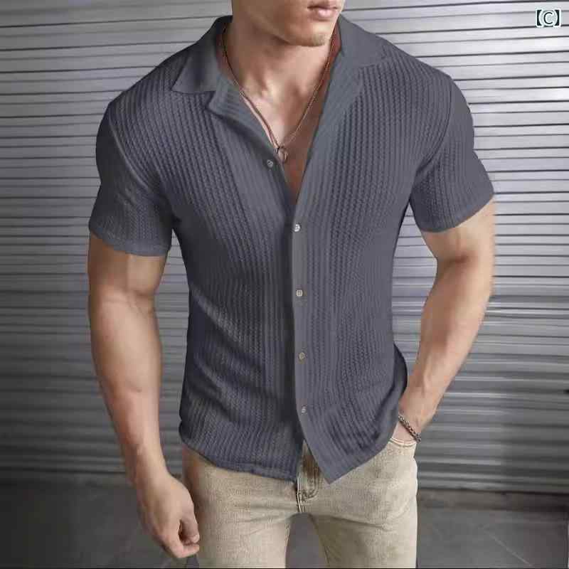 メンズ Tシャツ 短袖 修身型 ワッフル 薄型...の紹介画像3