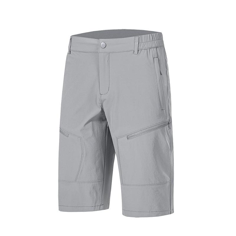 Pants - メンズ 七分パンツ 速乾 夏用 運動 短パンツ 工装 複数ポケット 薄手 中年向け ナイロン 伸縮性 黒 卡其 中灰 緩めシルエット 軽量 通勤 普段使い アウトドア