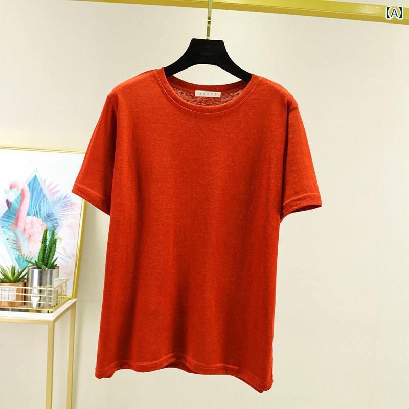 樂天商城 - Tシャツ レディース 短袖 麻 雪花綿 接触冷感 切り替え デザイン 丸首 ゆったり シルエット シンプル ファッション 黒 ピンク ベージュ 通勤 スタイル 都市 気品 吸湿性 速乾性 軽量 素材 春夏 トップス 女性用 上衣 かわいい 普段使い