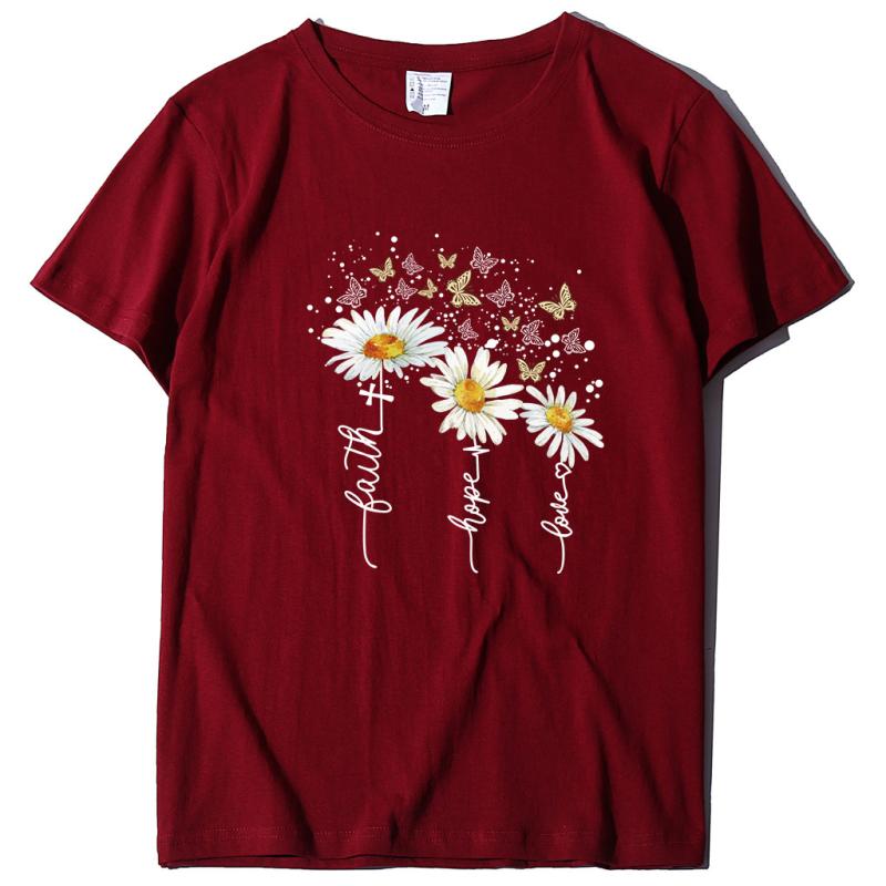 レディース Tシャツ 短袖 綿 ポリエステル 花柄 蝶 菊 植物 プリント 直筒 ゆったり 丸首 中長丈 清新 甘め 田園 春夏 黒 灰 紫 赤 黄 粉 白 青 緑 ピンク イエロー 通勤 普段使い カジュアル 軽量 吸湿 速乾 爽やか スタイル