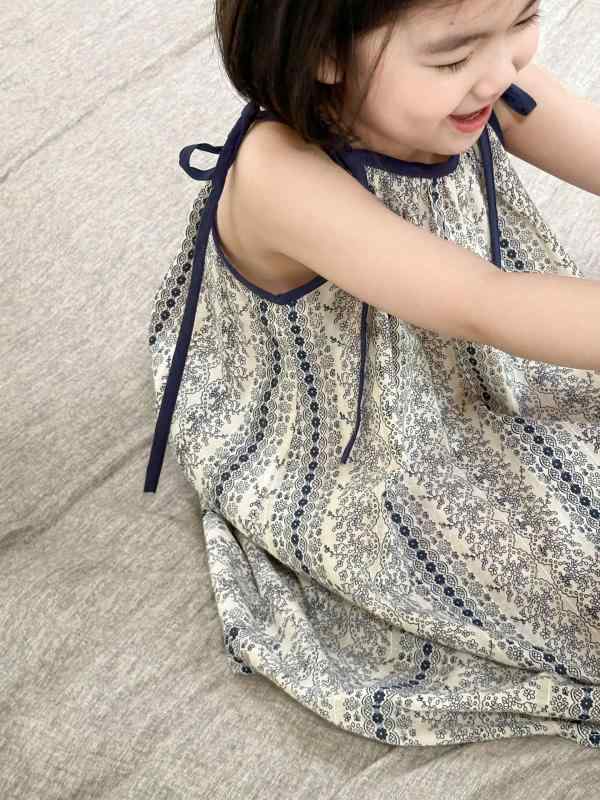 Other - 女の子 ワンピース 連衣裙 韓国風 系帯 かわいい 碎花 プリンセススカート 綿 柔らかい 花柄 吊り帯 夏 春夏 シーズン 子供服 3-8歳 中小童 100-140cm 軽量 通気性 日常使い 公園遊び かわいいスタイル 花柄デザイン ゆったりシルエッ