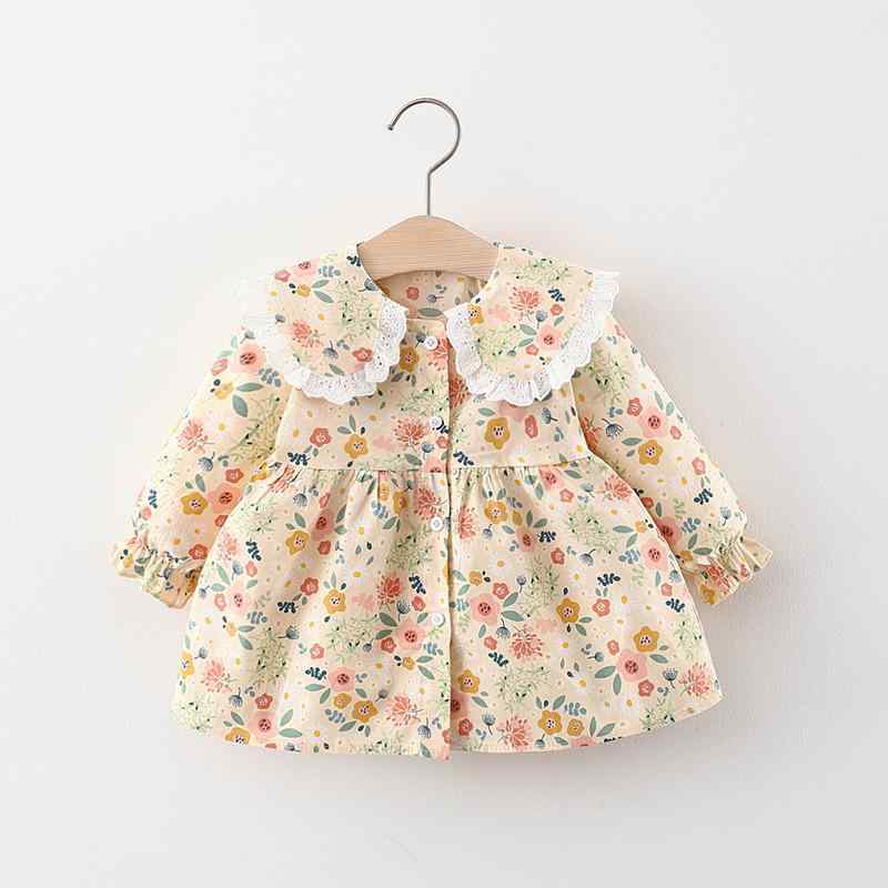 女の子 ワンピース プリンセスドレス フラワープリント 大襟 コットン 柔らか素材 春秋 かわいい 洋気 女の子服 女児 ドレス 花柄 プリンセス スカート 連衣裙 トップス 春夏秋冬 オールシーズン 軽量 伸縮性 黄色 浅青 ピンク系 アイボリー 普段