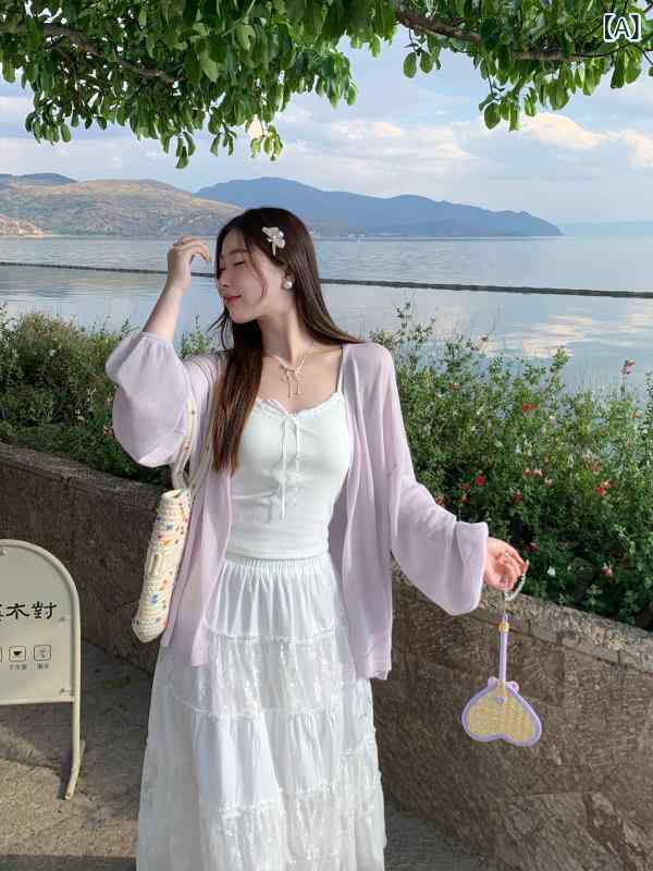 ・スタイル: 日韓レジャー・主な素材: ポリエステル・厚さ: 薄・デザイン: 開衫・フィット: ルーズ・袖型: ランプン袖・ネックライン: Vネック・袖丈: 長袖・柄: 無地・カラー展開: 紫、海塩ブルー、ピンク、ミルクホワイト、グレー・サイズ展開: S、M、L、XL