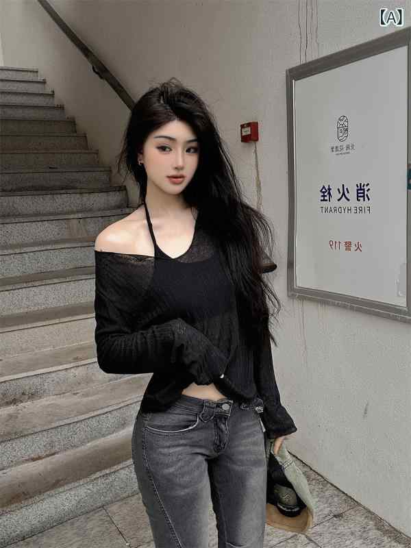 ・カテゴリ: Tシャツ・スタイル: 御姐風・主な素材: ポリエステル90-95%・柄: 無地・カラー展開: ブラック、ホワイト・サイズ展開: 均一サイズ・袖丈: 長袖・ネックライン: Vネック・フィット: ゆったり・丈: 普通丈・袖型: 通常型