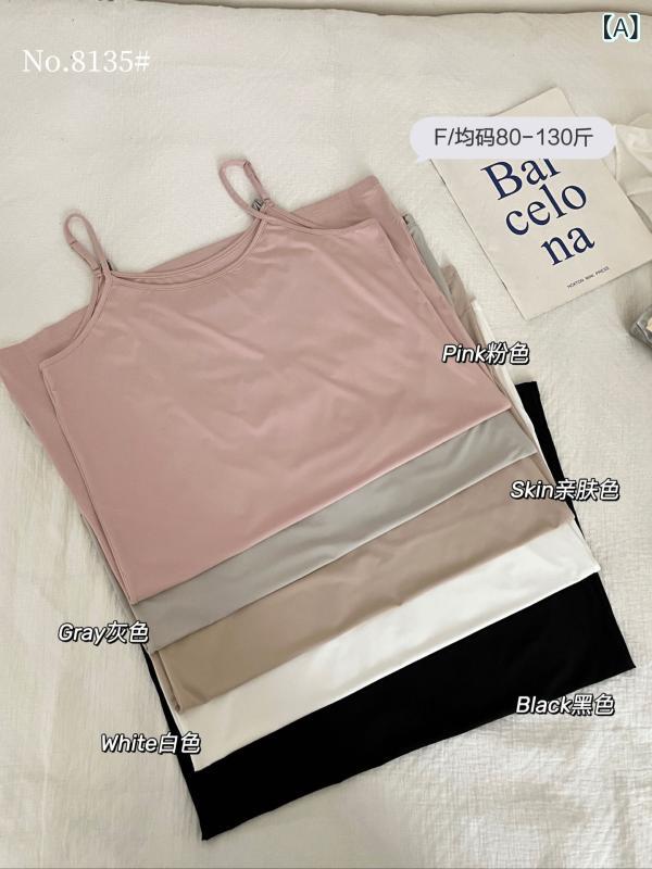 乐天商城 - 吊帯 キャミソール 女性用 春夏 接触冷感 吊帯 ドレス ワンピース ネグリジェ セクシー トップス 切り替え デザイン Aライン ミッドレングス 丸首 無袖 ルーズフィット ヴィンテージ風 ニット ナイロン スパンデックス 混紡 黒 白 グレー ベージ