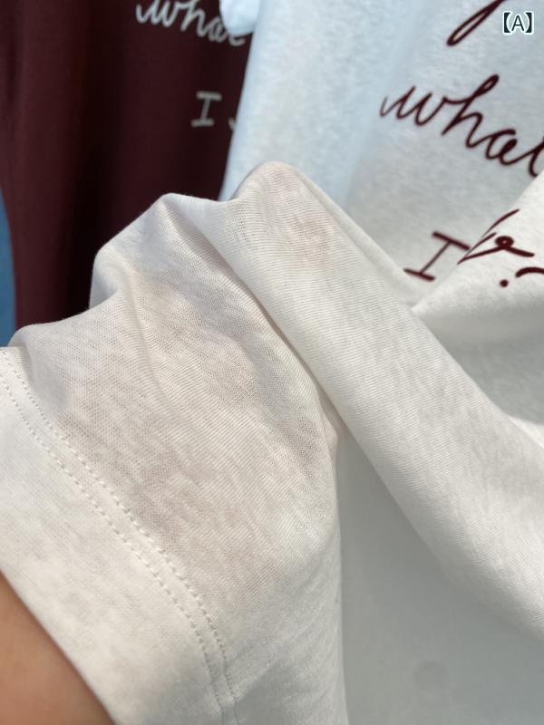 乐天商城 - Tシャツ レディース 短袖 丸首 コットン リネン 素材 コットン 50-70% リネン 30%未満 撞色 プリント アルファベット パターン ルーズフィット 中長丈 65-80cm 日韓 カジュアル スタイル 柔らかい 素材 白色 赤 紺 夏 爽やか