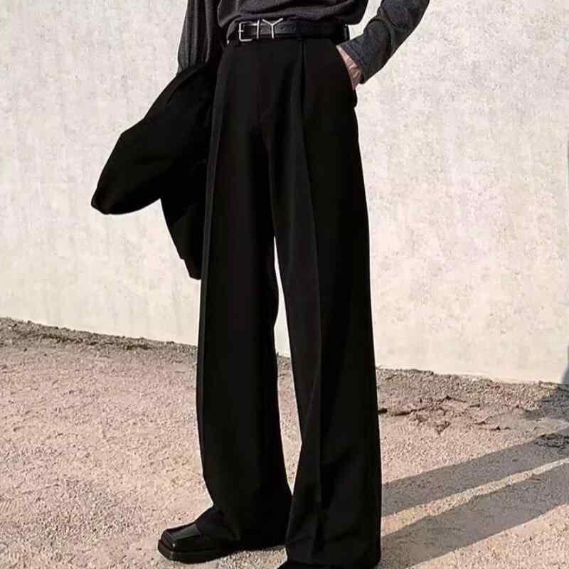 メンズ 西装パンツ 高腰 スーツパンツ 男性用 垂感 高級感 春夏 秋冬 休闲 夏 ワイドレッグ ストレート 麻素材 免烫 ブラウン 黒 通勤 普段使い アウトドア 軽量 伸縮性