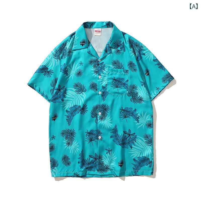 Rakuten - メンズ シャツ トップス 短袖 春夏 古バ領 麻素材 切り替え プリント 緑 紺 赤 ゆるシルエット 伸縮性 免烫 軽量 カジュアル 普段使い 通勤 青春 流行 青少年 男士 ライダース風 痞帅 デザイン 外套 レイヤード