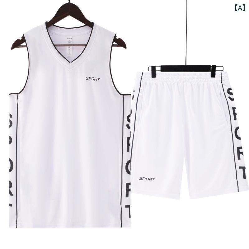 ・スタイル: スポーツ・厚み: 薄手・パンツ丈: ショートパンツ・上衣スタイル: Tシャツ・袖丈: ノースリーブ・フード: なし・素材名: 化繊混紡・主素材: ポリエステル100%・シーン: スポーツ・カラー展開: ホワイト、グレー、ブラック、レッド、ネイビー・サイズ展開: M、L、XL、2XL、3XL、4XL、5XL