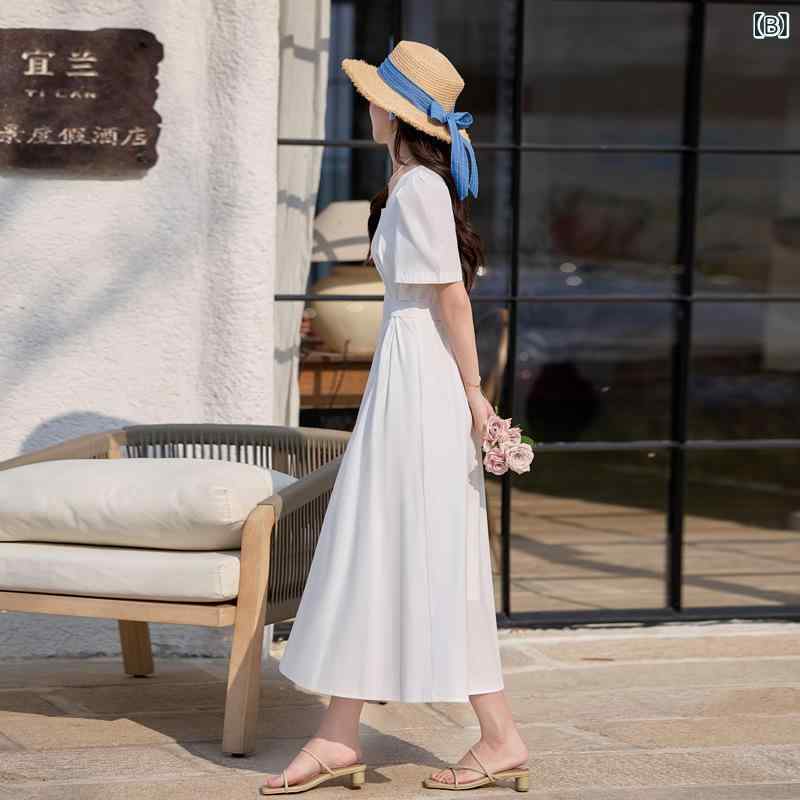 リメイクバディーの夏の 泡 袖の 方 襟の ワンピース 2025 女性は 太って いて 痩せて います。｜アングル2