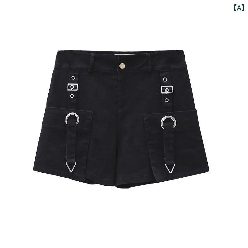 乐天商城 - 夏の ファッションの 個性 的な ハイ ウエストの デニムの半 ズボンの 女性は やせて います。