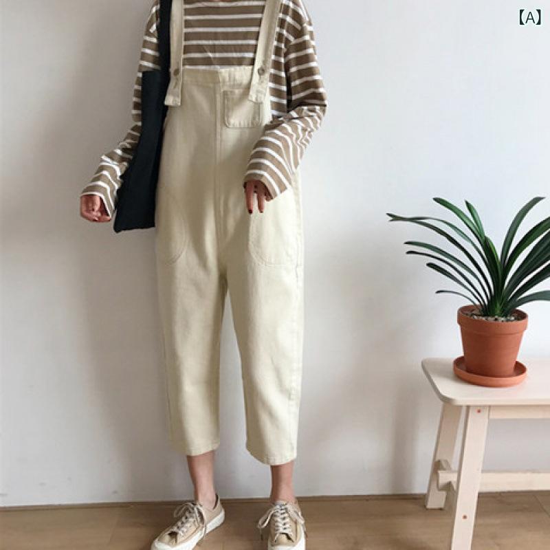 Other - 春の 新作 韓国 風 小さめ 清涼 感 ルーズフィットワンピースオーバーオール 女子 学生 向け 着痩せ デニムパンツレディース 九 分 丈 パンツ トレンド