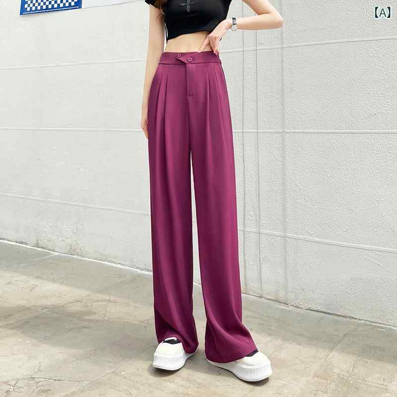 Other - ハイ ウエストの ドレープ 感の ある スーツ パンツ、 小柄な 女性 向け、 ワイド パンツ、 ゆったりと した 大きい サイズ、 ストレート、 ロング 丈、 日本と 韓国の カジュアル スタイル