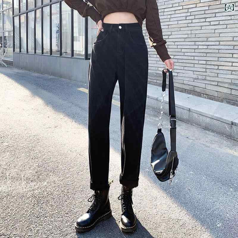 Other - ジーンズ 女性 2021 春秋 韓国 版 ゆるい高 腰 ハーレム パンツ bf 風 学生 シンプルな ワイド パンツ 長 ズボン