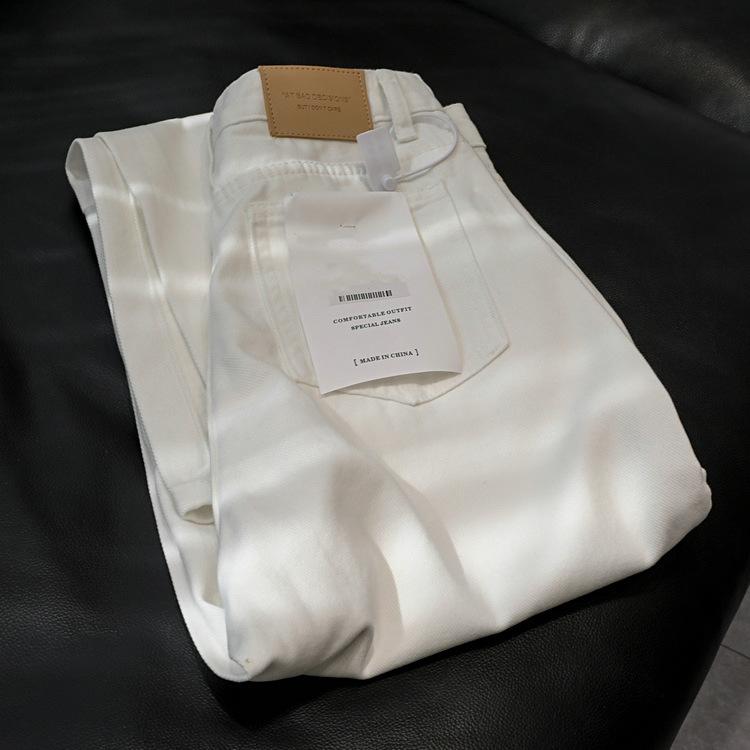 Short Pants - 意外に 着心地が いいです。 2 色で 受け取る ことをお 勧め します ! 韓国の ハイ ウエストの 広い 足の ストレートの ズボンの 女性は 地の ジーパンを 引きずって います。