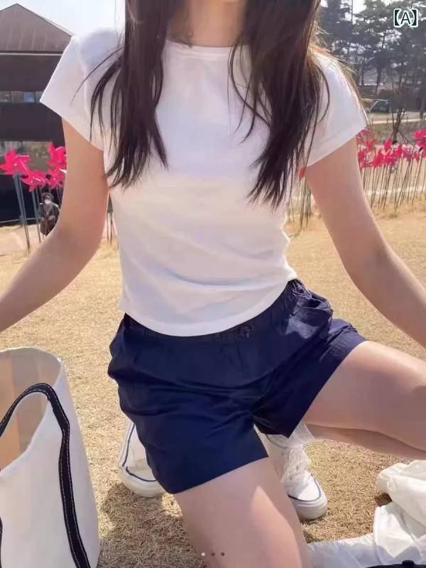 River Korea 東大 門 25 th 夏 シンプルで 万能な ファッション スリム ラウンド ネック 新しい スリム 半袖 Tシャツ 女性 用