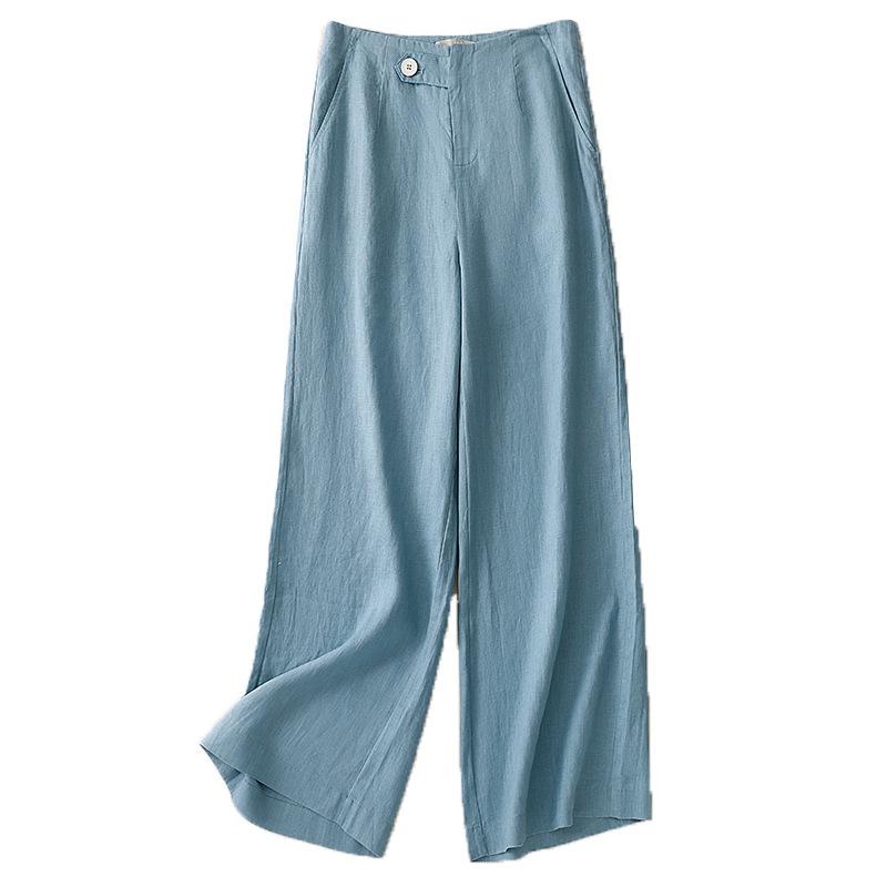 レディース ワイドパンツ ストレートパンツ ロングパンツ ゆったり スリム 普段使い 秋 秋冬 中厚 ポリエステル 微弾力 気質 気質优雅 日系 韓国風 湖ブルー グリーン 麻色