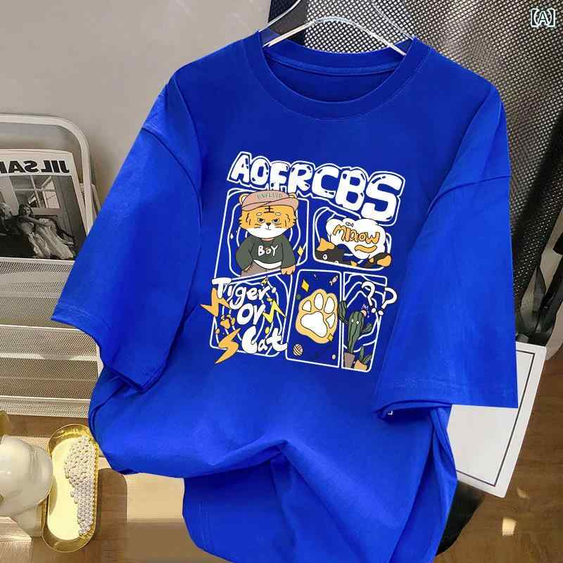 Tシャツ レディース 短袖 綿 透気性 丸首 ルーズフィット 半袖 トップス 夏 春夏 少女風 清新 甘め アルファベット柄 彩色 白 黒 深灰 ピンク 無地 日常使い カジュアル