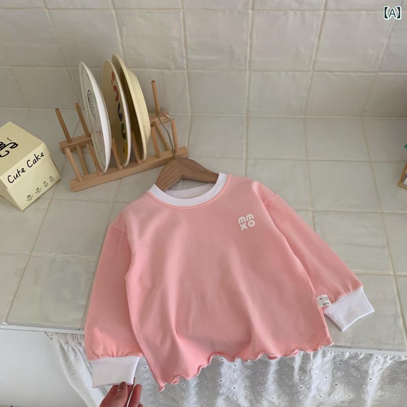 Rakuten - キッズ Tシャツ 男の子 女の子 長袖 インナー トップス 春秋 綿 吸湿速乾 丸首 かわいい 切り替え 紫 ピンク 黄 柔らかい
