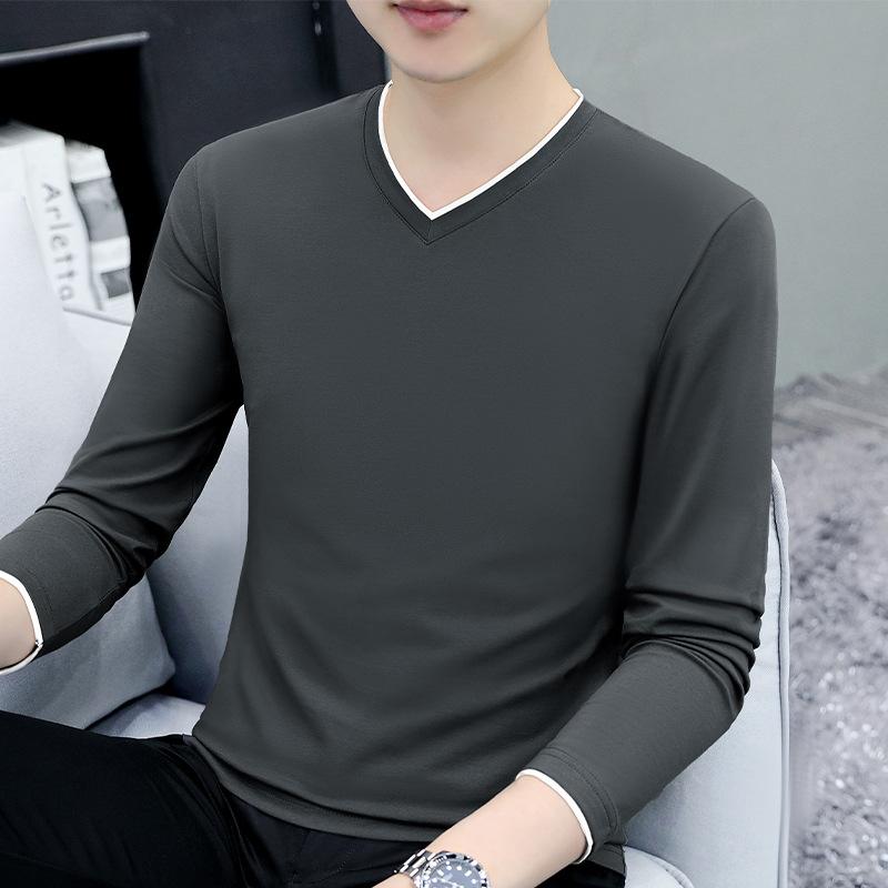 樂天商城 - メンズ Tシャツ 長袖 ユニセックス トップス 綿素材 弾力 修身 合体型 無地 丸首 春秋 日常 グレー 黒 白 宝藍 浅グレー 軽量 伸縮性 ゆったり カジュアル 普段使い