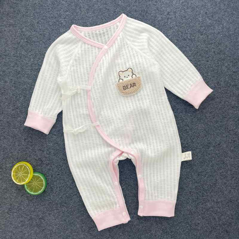 Other - ベビー 連体服 男の子 女の子 超薄手 純綿 Aクラス 長袖 爬行服 寝間着 夏用 冬用 春用 秋用 無骨 斜襟 系帯 韓風 蝶々型 綿100% 普通厚 52cm 59cm 66cm 口袋熊 柄 汗布 素材 かわいい デザイン 通年 対応 安全 快適 寝