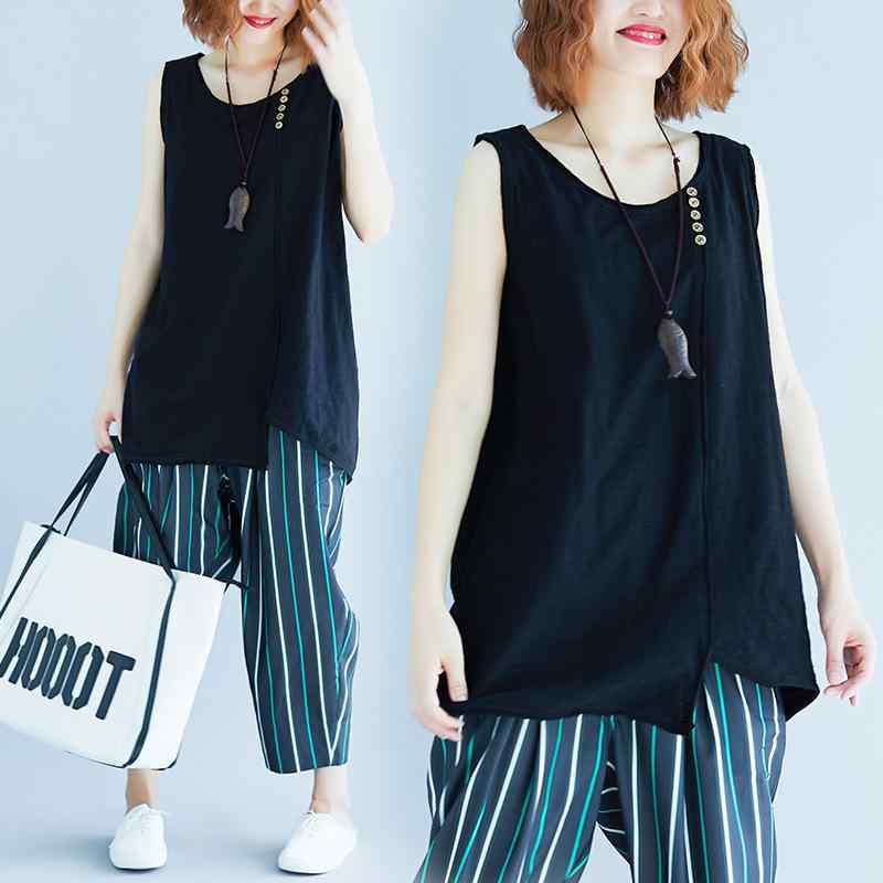 ・カテゴリ: Tシャツ・スタイル: 韓版・主な素材: 綿51-70%、麻・ネックライン: クルーネック・袖丈: ノースリーブ・柄: 無地・カラー展開: ブラック・サイズ展開: L、XL、XXL、XXXL、XXXXL、均一サイズ、特大サイズ