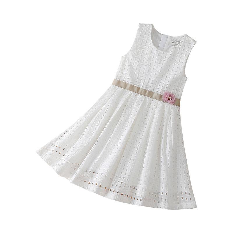 Dresses - 女の子 ワンピース 春夏 秋 綿100% 学院風 Aライン 背心タイプ 米白 かわいい 洋気 プリンセス トップス ドレス スカート 子供服 女児 8歳以上 140cm以上 軽やか 日常使い 公園遊び 通園 ピクニック 110cm 120cm 130cm