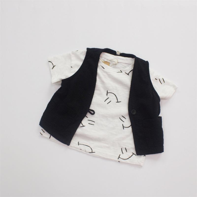 子供 Tシャツ 男の子 女の子 短袖 丸首 笑顔 プリント 韓国風 ゆったり コットン ...
