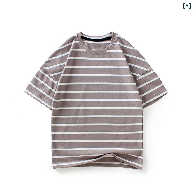 ・カテゴリ: 童Tシャツ・スタイル: 韓版・主な素材: 綿95%・ネックライン: 丸首・袖丈: 短袖・柄: ストライプ・要素: スポーツ、ストライプ、配色、ストリート・カラー展開: ホワイト、カーキ、湖グリーン、ライトブルー、アンズ・サイズ展開: 120cm、130cm、140cm、150cm、160cm