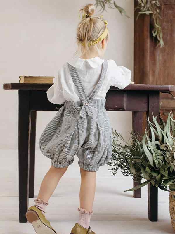 Long-Trousers, Trousers - 子供 背広パンツ 女の子 男の子 短パンツ 綿100% 純色 草緑 緑 縦ストライプ 高腰 灯籠型 夏用 ベビー 1-3歳 80-100cm 日常着 カジュアル 軽量 通気性 シンプル 百搭 欧米風