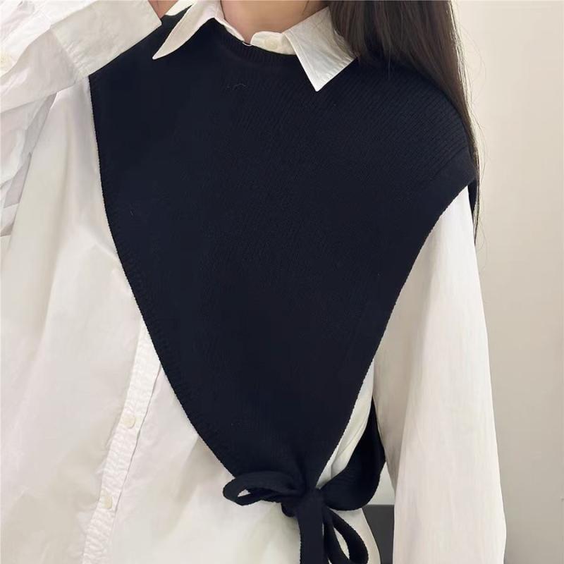 三角 ショール マフラー ニット ベスト 女性用 黒 酒紅 灰 保暖 包芯紗 素材 日韓 甘い スタイル 田園 流行 要素 平紋 編み 単色 パターン 春季 秋季 冬季 対応 オールシーズン 調整 可能 加工 カスタム 対応 110cm 幅 手描き 加工