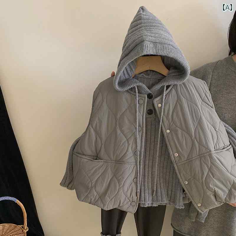 キッズ 女の子 韓風 ニット セーター フード 付き 長袖 ニット 毛織 暖か コットン 混紡 厚手 裏地 付き コート ベスト 長ズボン セッ..