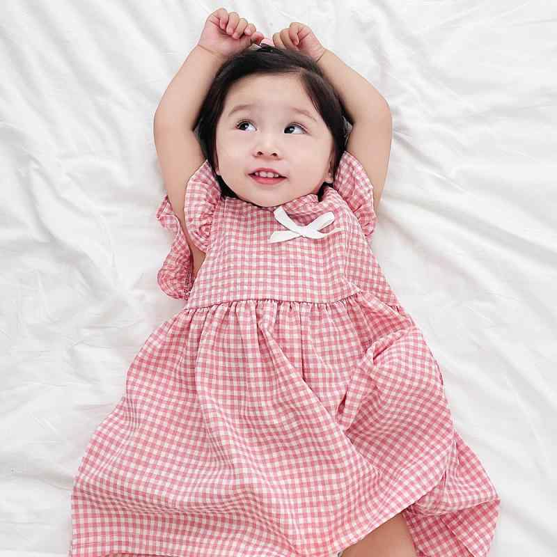 樂天商城 - 女の子 ワンピース 夏季 連衣裙 無袖 プリンセススカート 格子柄 綿100% ピンク 黄色 ブルー ブラック 6-12ヶ月 12-18ヶ月 18-24ヶ月 2-3歳 3-4歳 赤ちゃん ベビー インファント ガールズ 子供服 かわいい 軽量 通気性 田