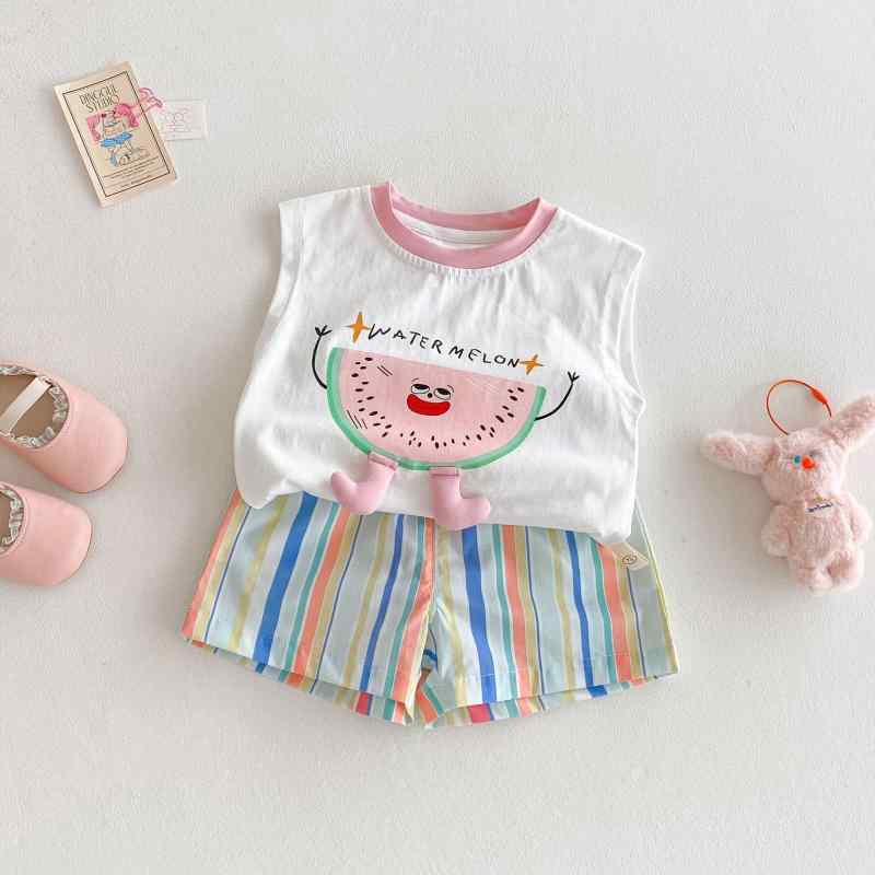 女の子 Tシャツ 無袖 夏 綿 柔軟 丸首 かわいい カード 柄 トレンド 韓国風 月光白...